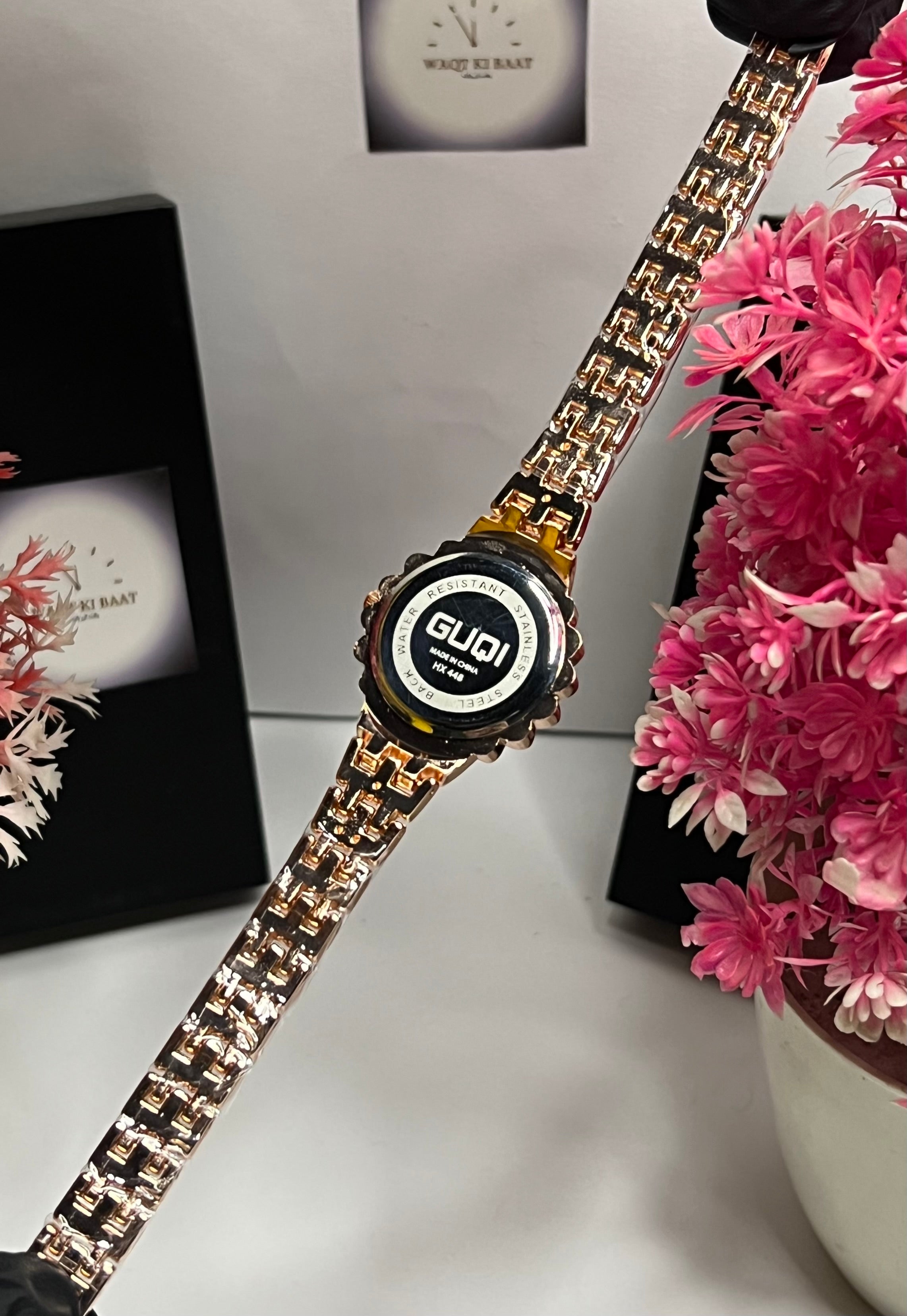 GUQI Premium Crystal Blossom Women’s Luxury Watch – Rose Gold
