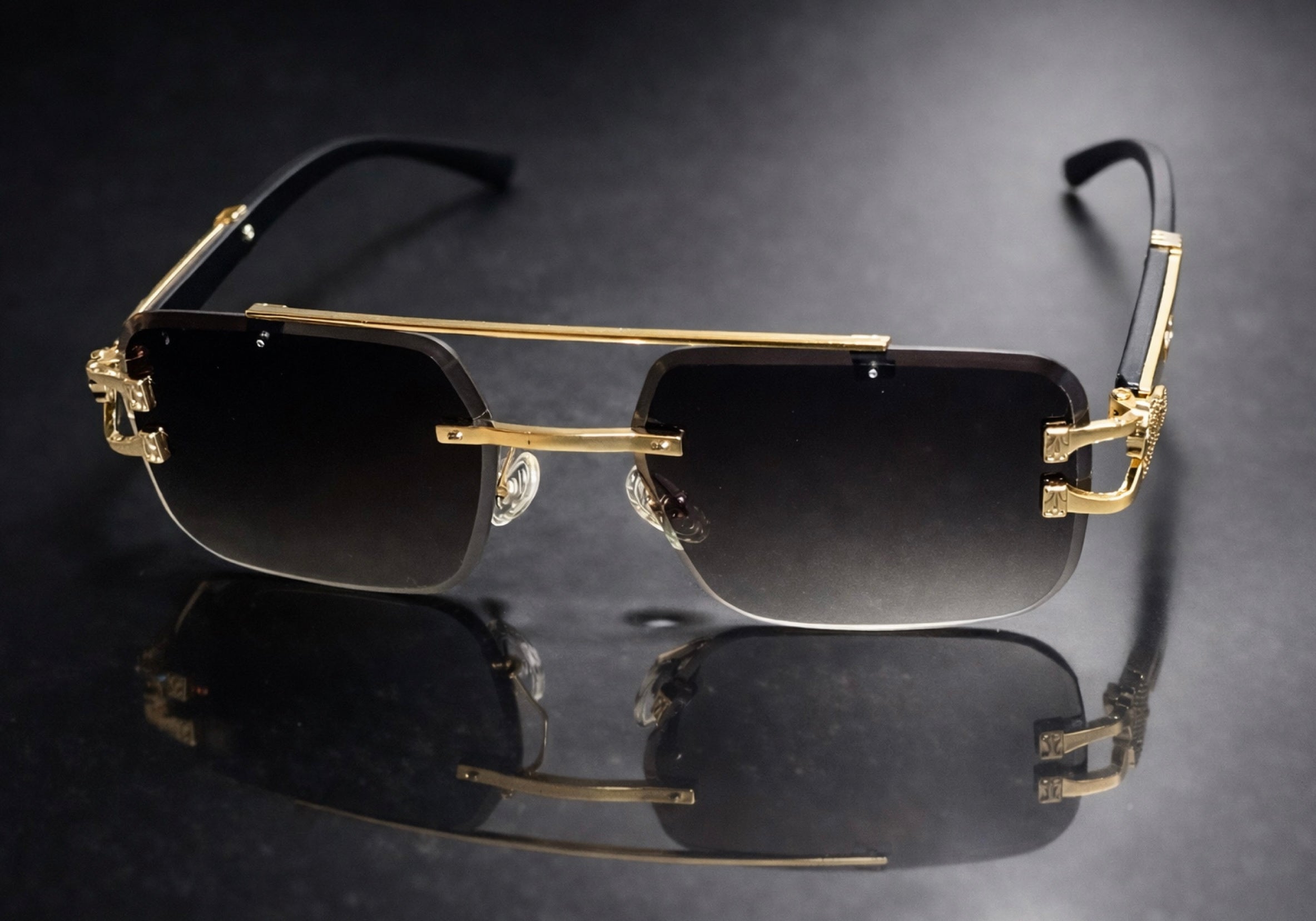Luxury Rimless Square Sunglasses – Premium Gold Finish