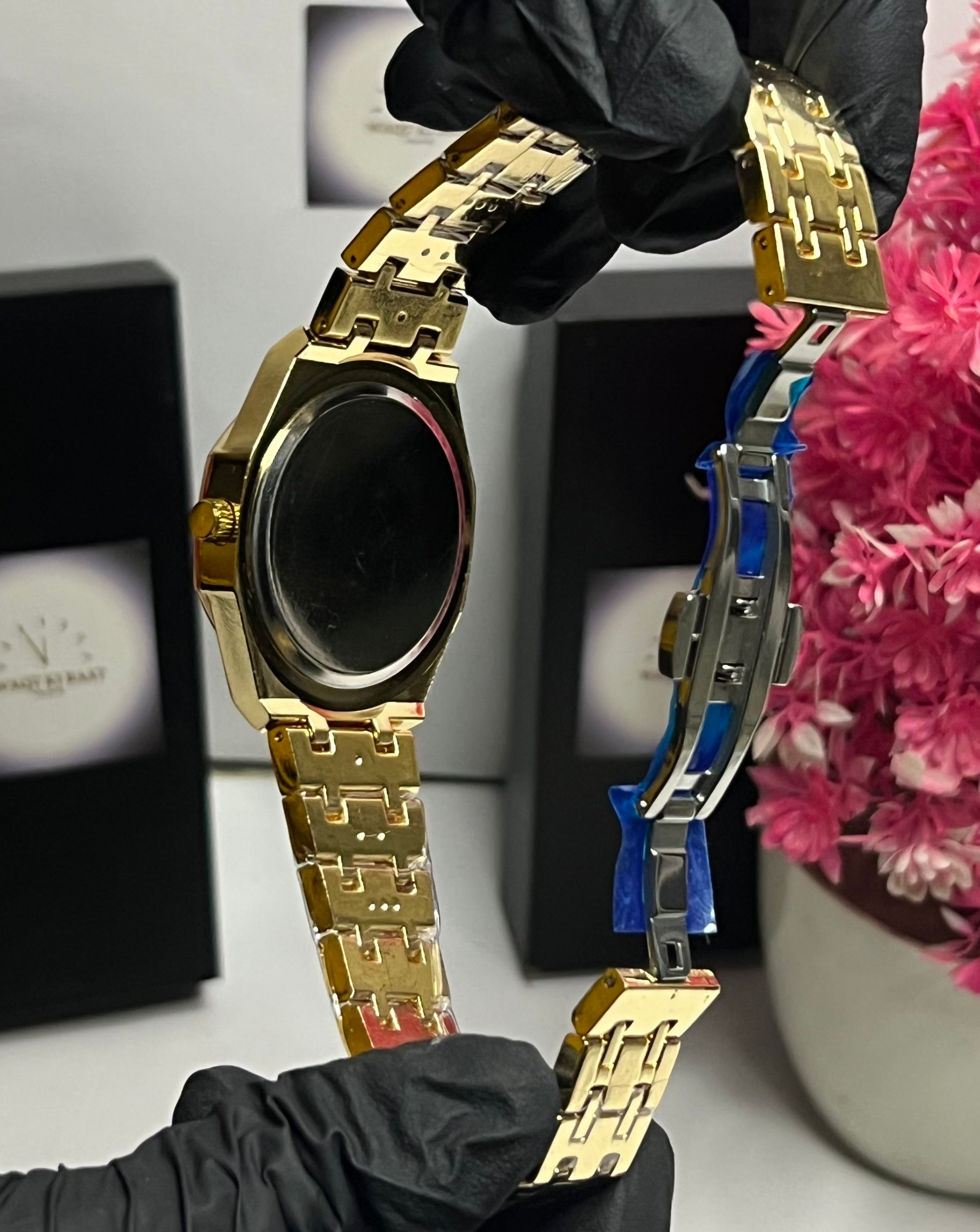 Luxury Royal-Style His & Hers Gold Duo Watch Set – Stainless Steel Matching Pair