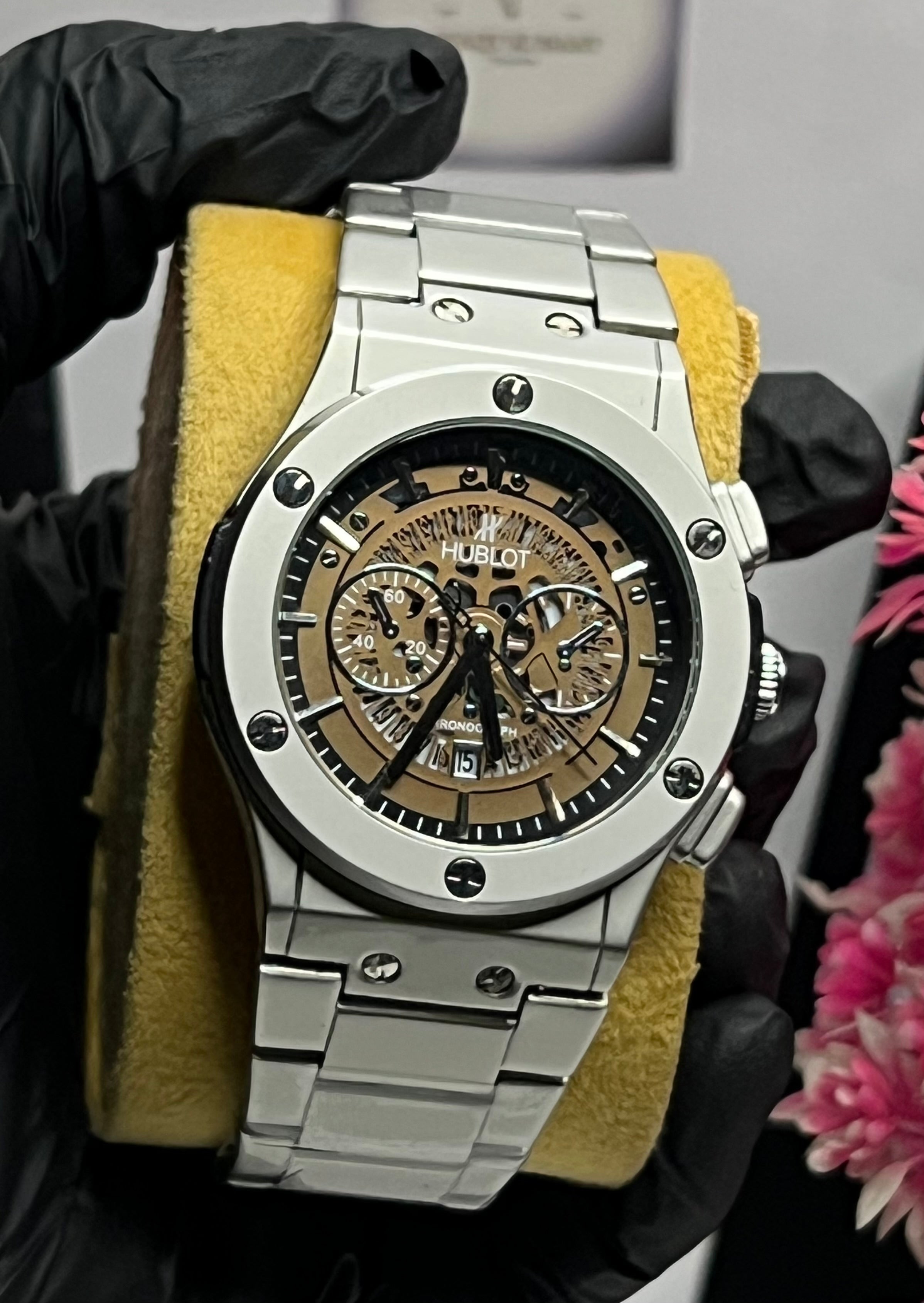 HUBLOT With Date Luxury Steel Watch – Skeleton Dial Edition