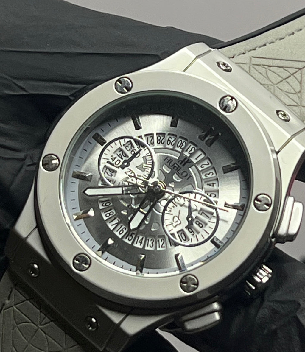 Hublot White Scelton With Black Dial