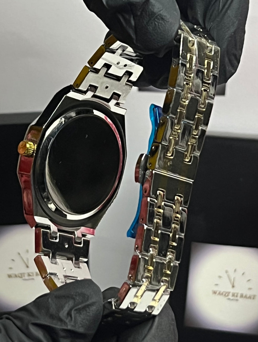 AP Luxury Two-Tone Classic Stainless Steel Watch – Black Textured Dial