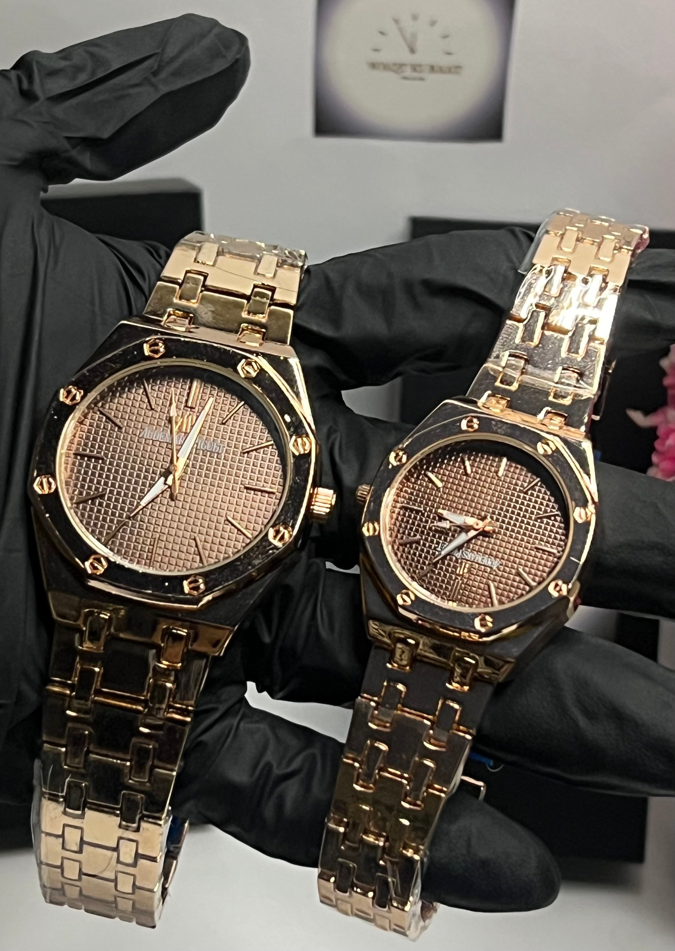 Luxury Royal-Style His & Hers Duo Watch Set – Stainless Steel Matching Pair