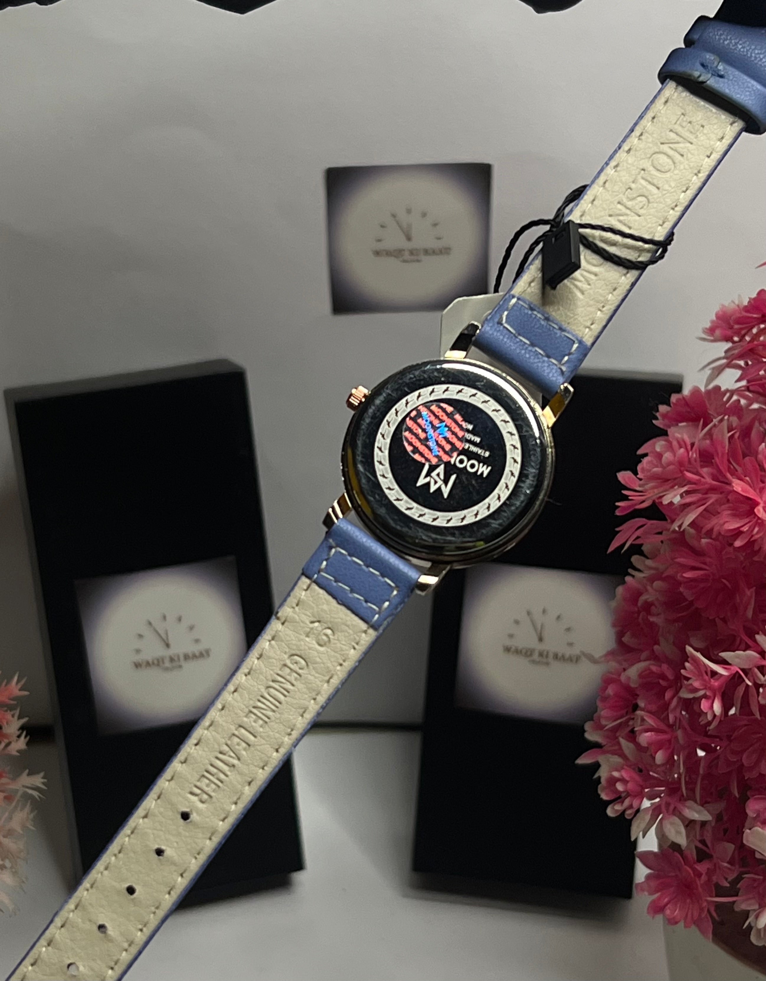 Moonstone Elegant Women’s Leather Strap Watch – Minimalist Luxury Design