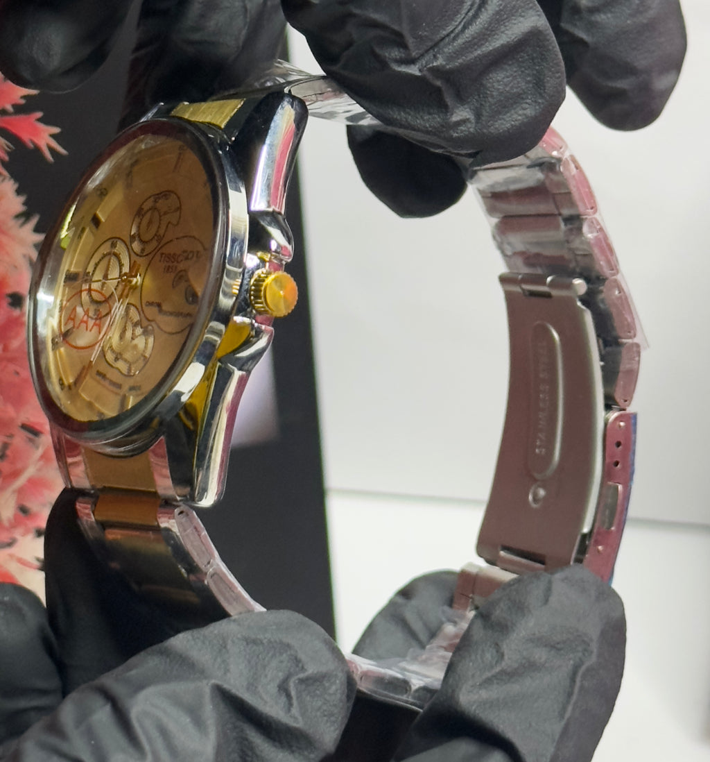 Two-Tone Gold & Silver Chronograph-Style Men’s Watch – Luxury Analog Timepiece