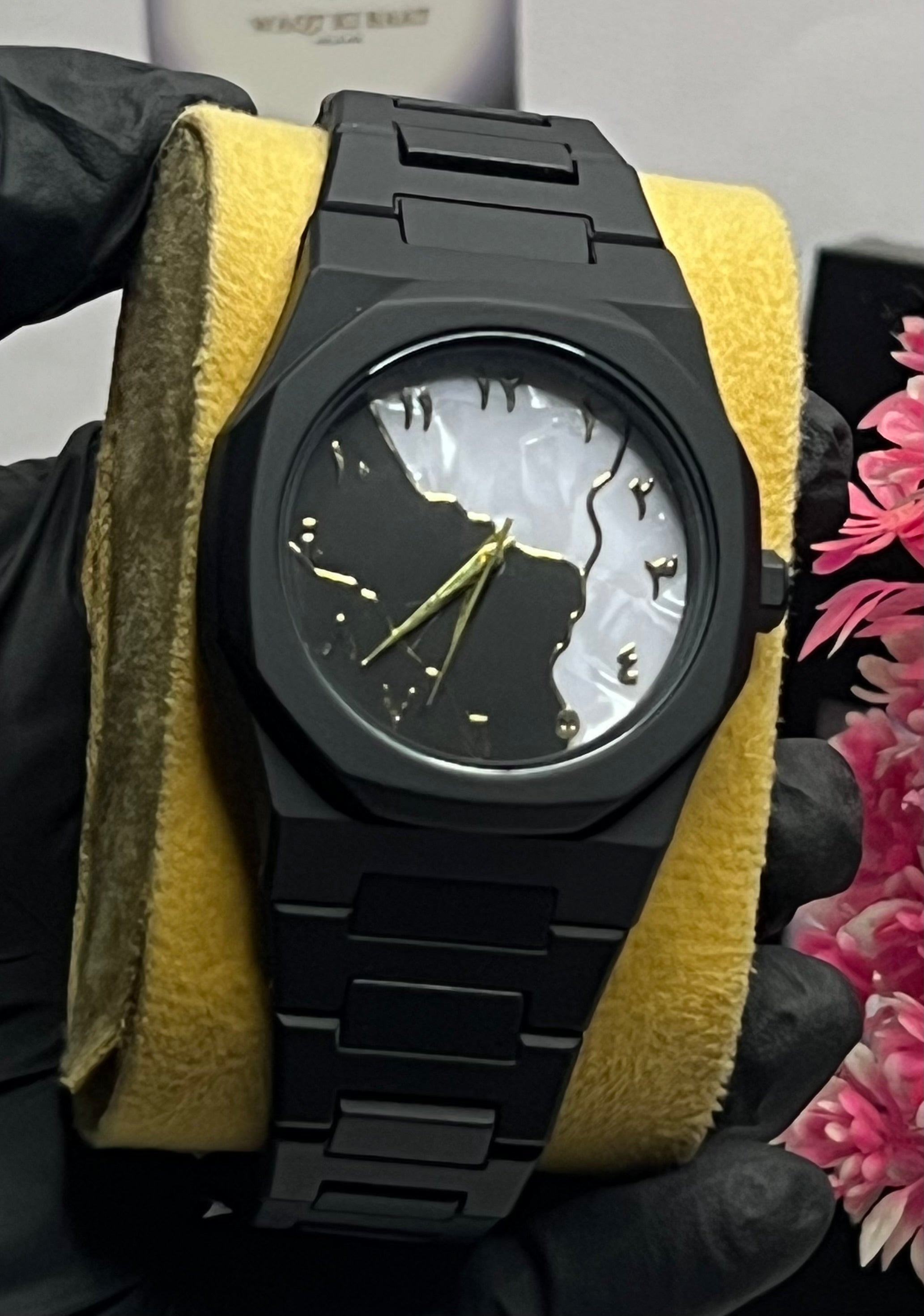 Black Arabic Aura Marbel Dial ( Fabric Material )