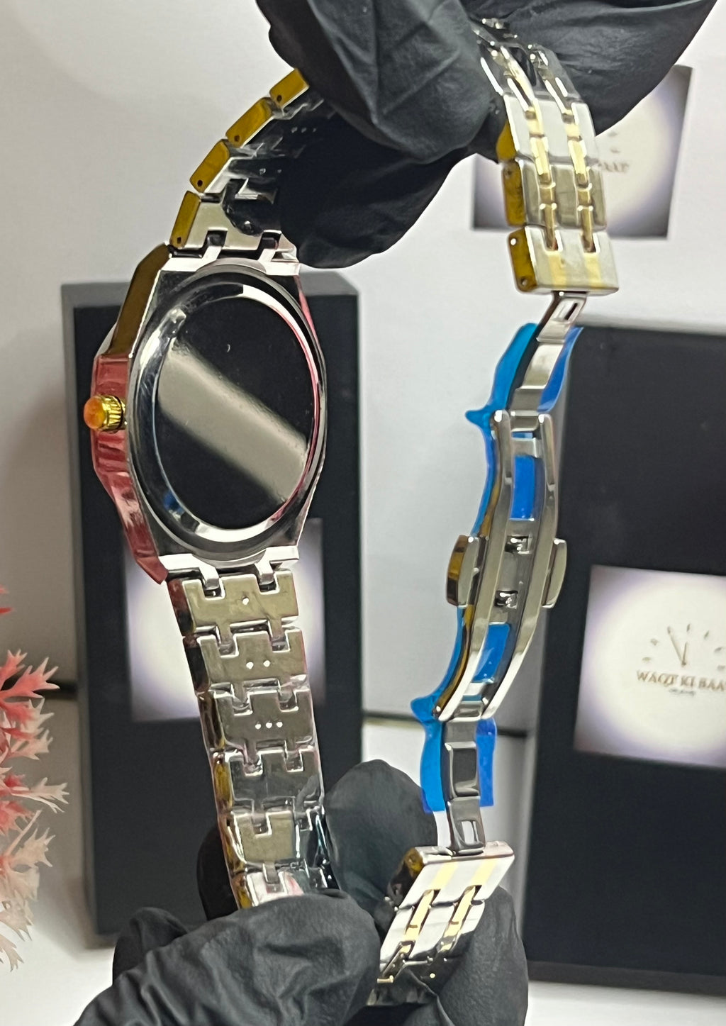 AP Luxury Two-Tone Classic Stainless Steel Watch – Black Textured Dial