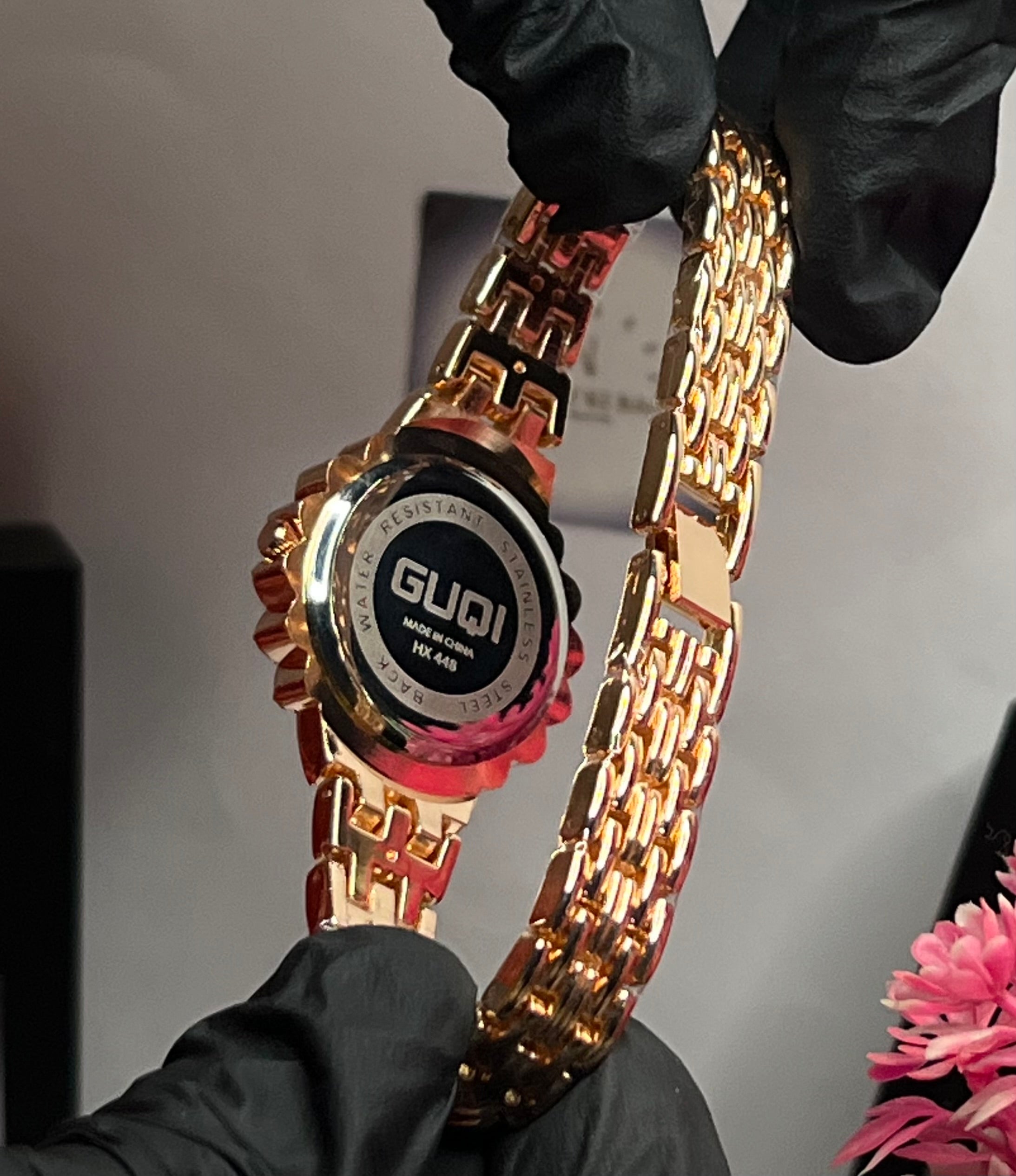 GUQI Premium Crystal Blossom Women’s Luxury Watch – Rose Gold