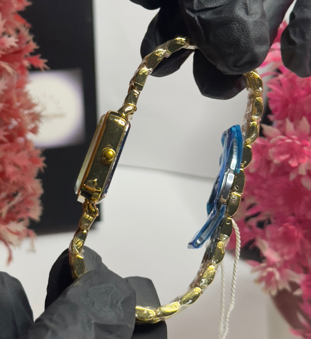 Elegant Square Dial Gold Women’s Watch – Crystal Marker Luxury Bracelet Timepiece