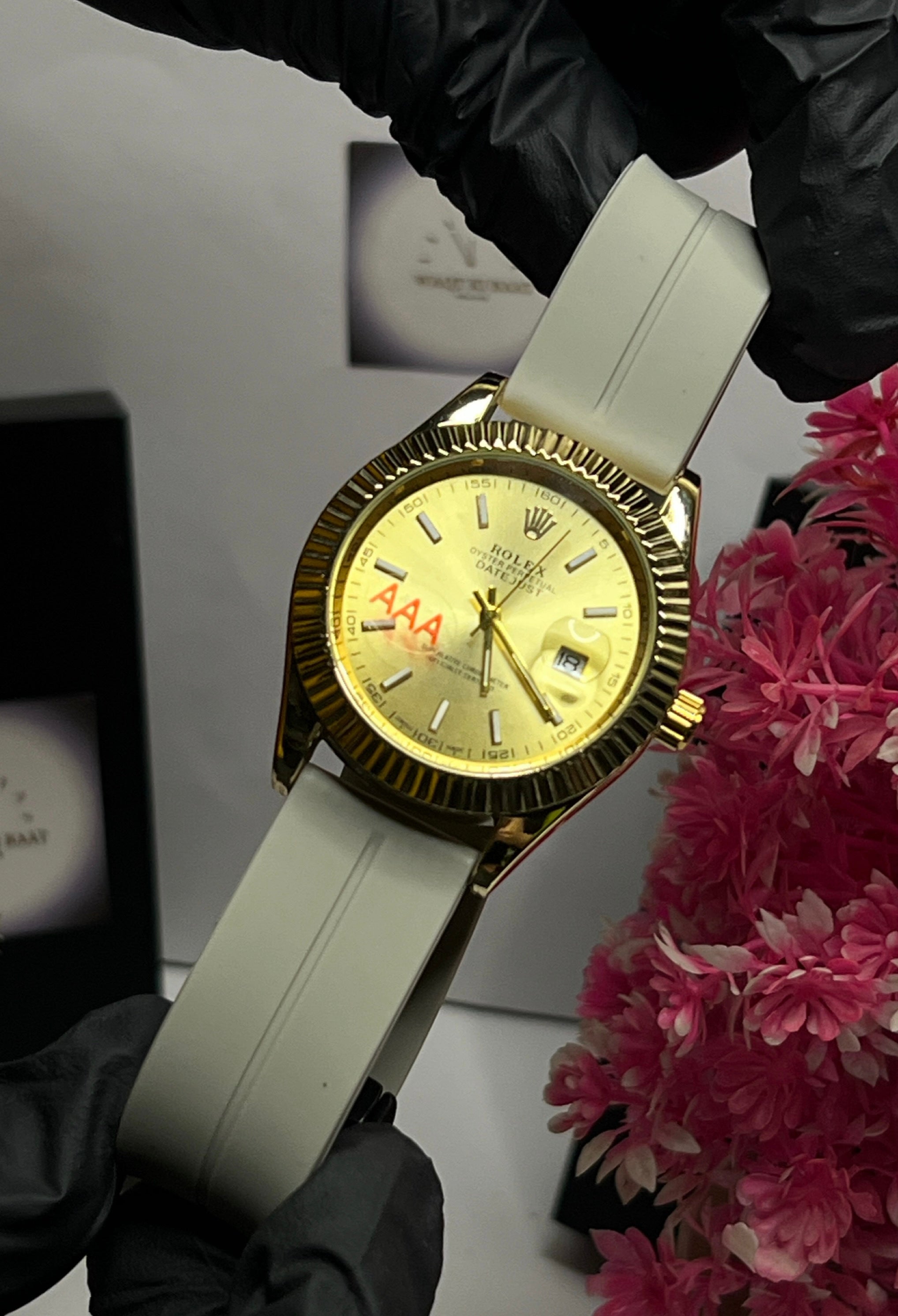 Rolex Watch with Date | Golden Dial