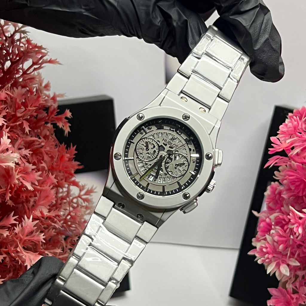 HUBLOT With Date Luxury Steel Watch – Skeleton Dial Edition