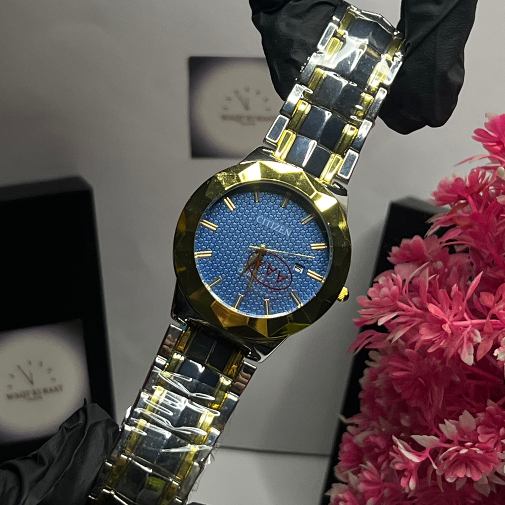 Citizen-Inspired Two-Tone Luxury Blue Dial Watch – Stainless Steel