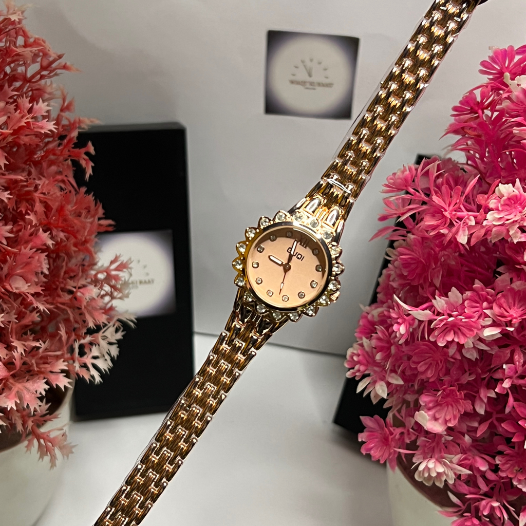 GUQI Premium Crystal Blossom Women’s Luxury Watch – Rose Gold
