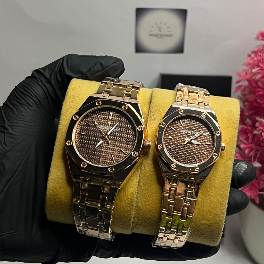Luxury Royal-Style His & Hers Duo Watch Set – Stainless Steel Matching Pair