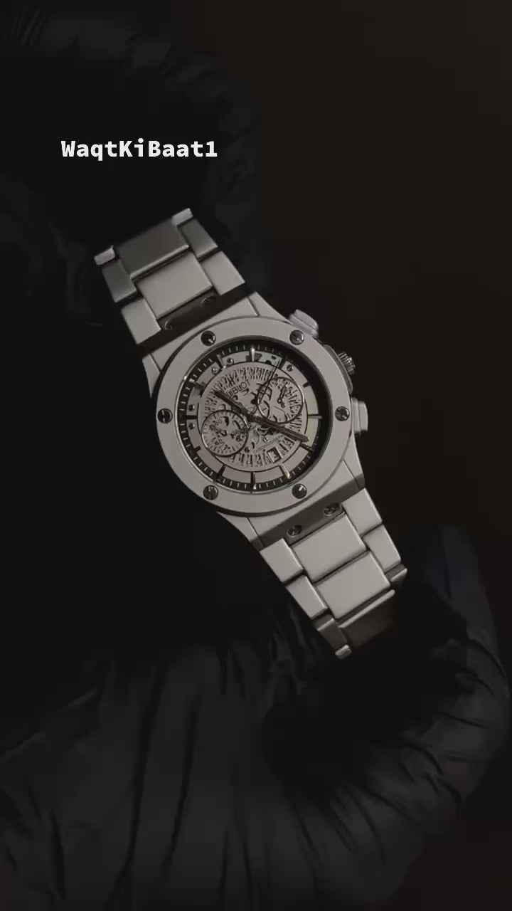 HUBLOT With Date Luxury Steel Watch – Skeleton Dial Edition